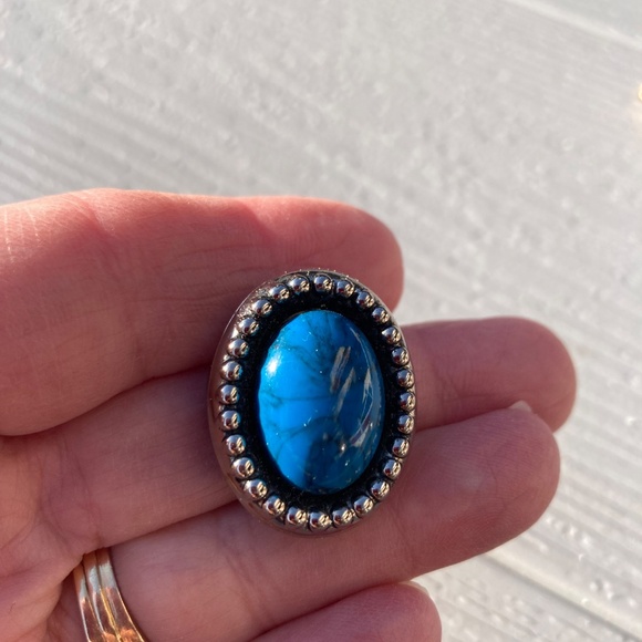 NONY Button Covers silvertone blue stones set of 2 vintage - Picture 4 of 5